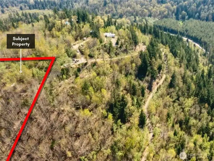 Overhead view with approximate boundaries in red.