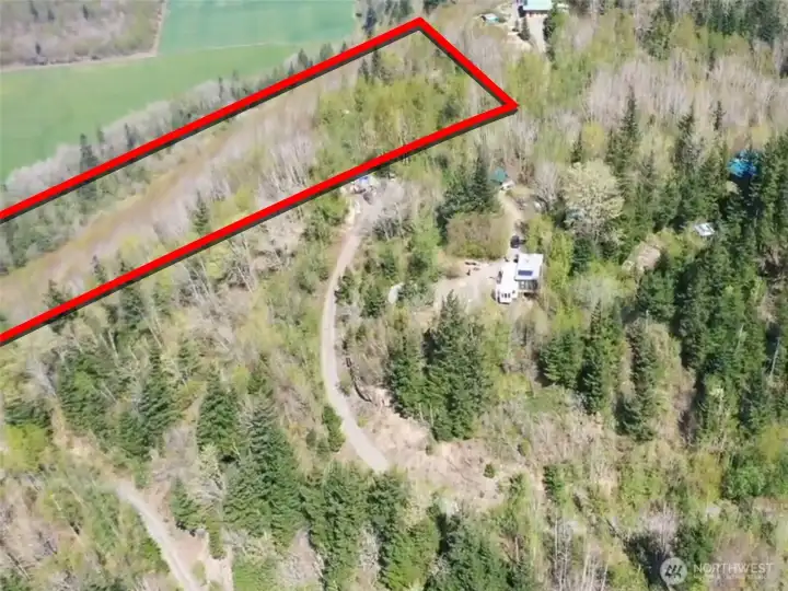 Overhead view with approximate boundaries in red.
