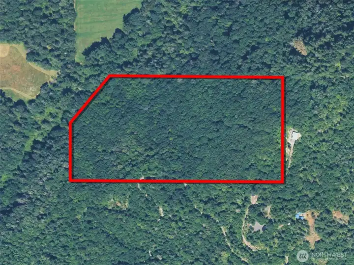 Overhead view with approximate boundaries in red.