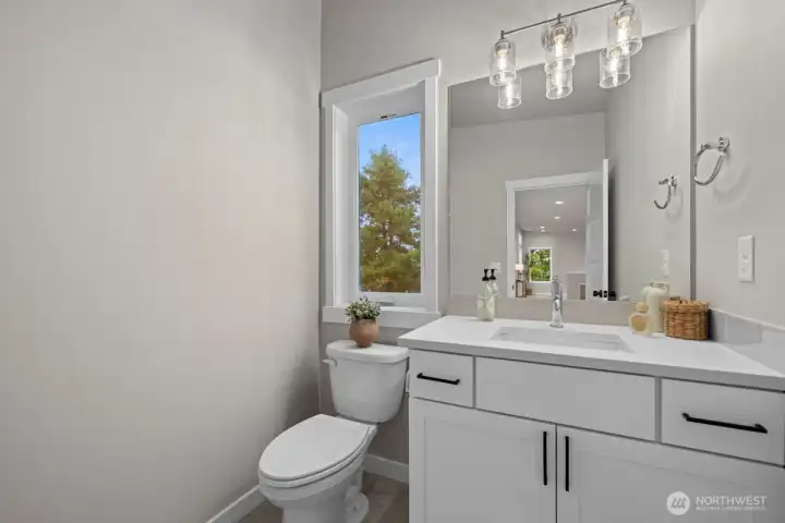 Rooftop level half bath.