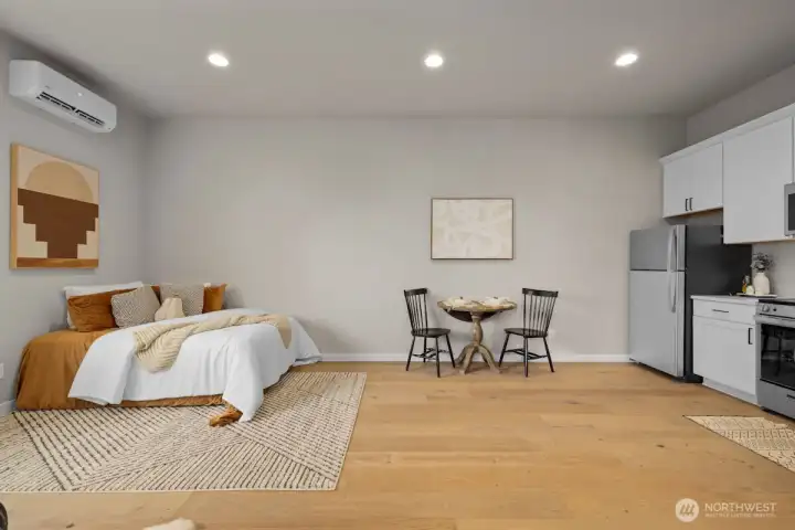 Lower level Studio/ADU with full kitchen and  3/4 bath.