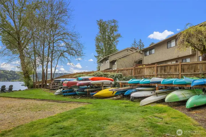 Kayak storage always available, for a nominal fee