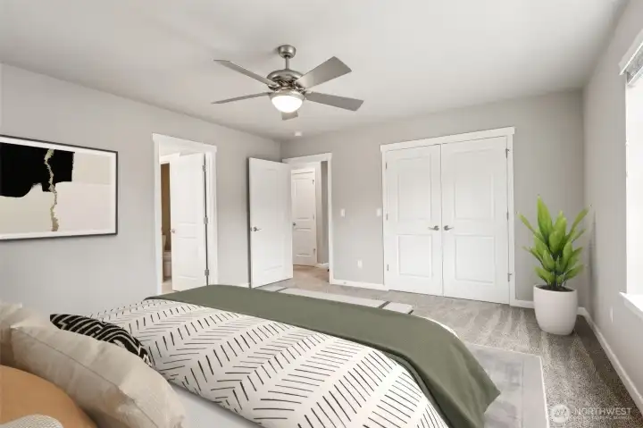 Primary bedroom with walk-in closet and 5-piece bath