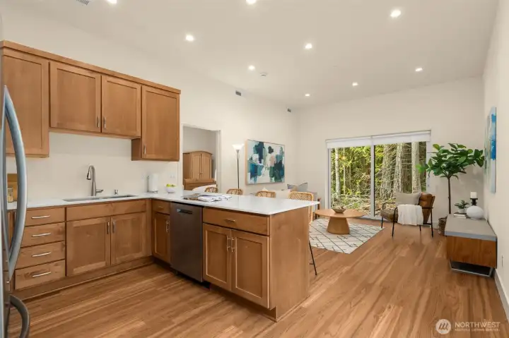 Guest House Kitchen with quartz Countertops