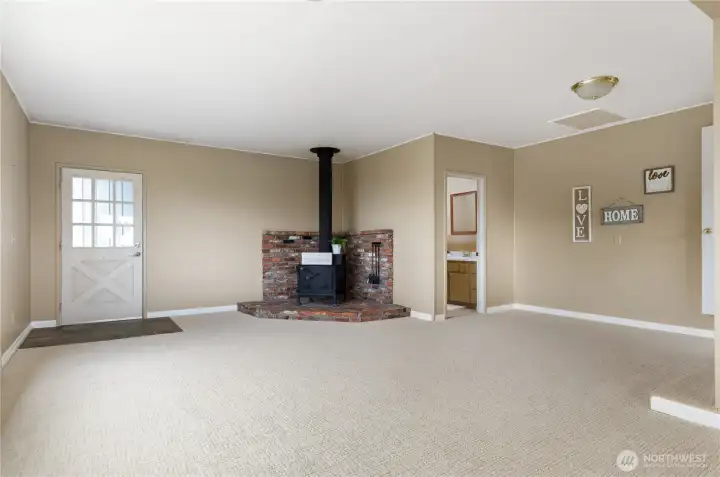 Powder room on the right Powder room on the right