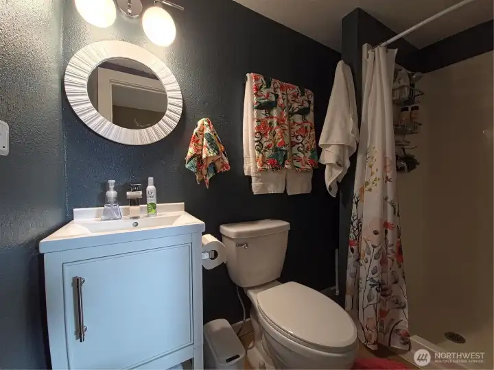 Down stairs bath with shower