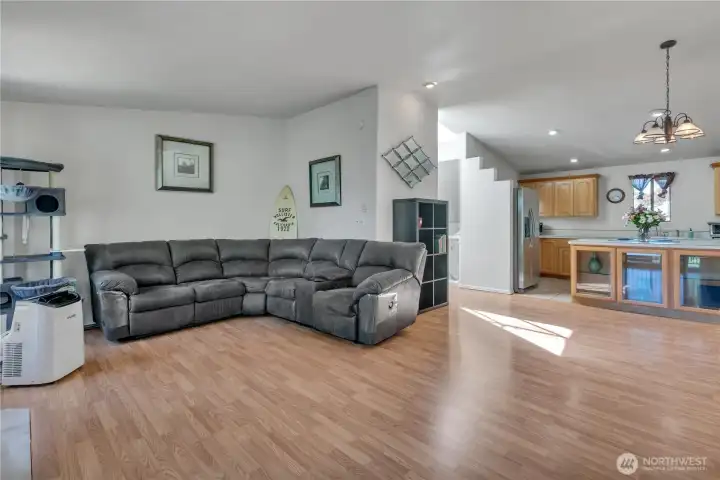 Bright and open floor plan in the main living spaces.