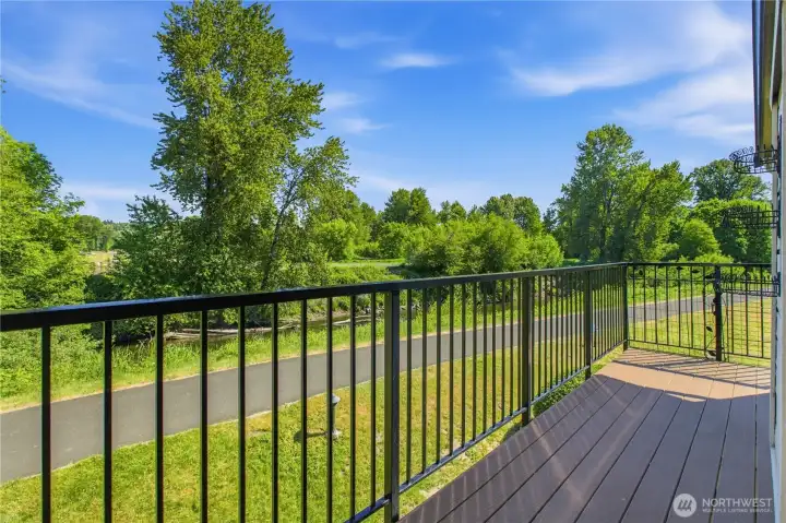 Private deck overlooking the Green River Trail.