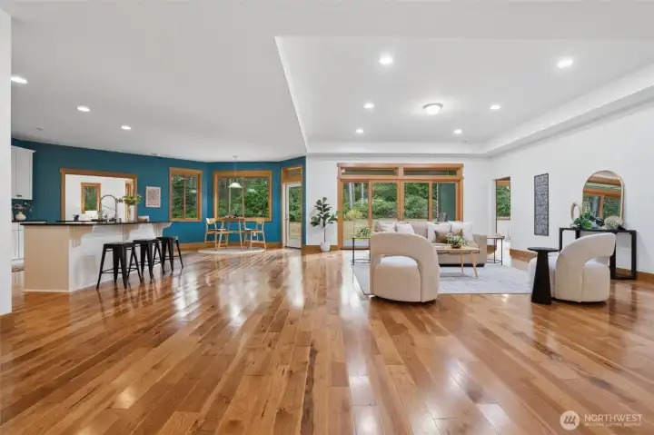 Gleaming hickory wood floors in your main living space