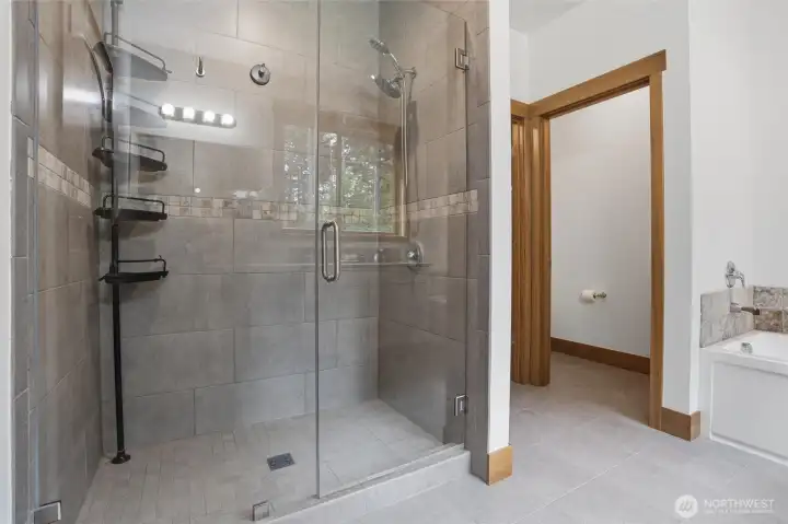 Glass shower in primary ensuite