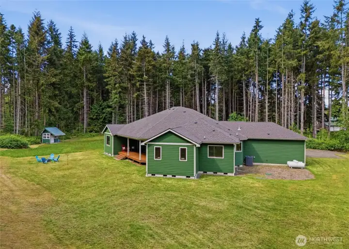 2 cleared acres surrounded by peaceful treed green space
