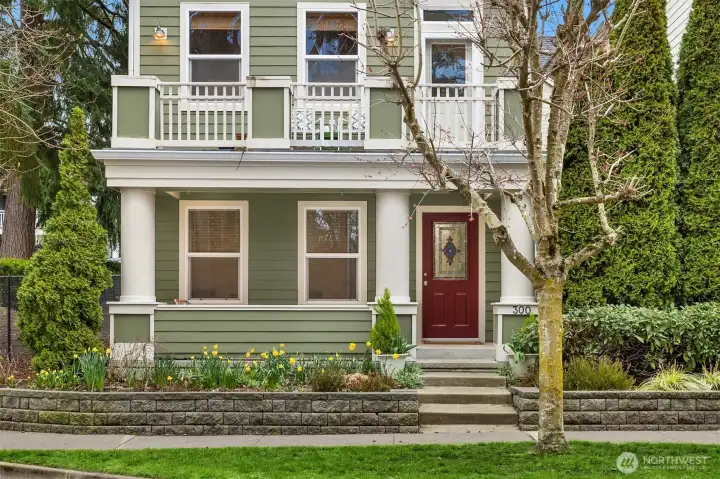 This beautiful townhome lives like a single family home downtown:   no shared walls with 3 bedrooms, 2.25 baths, 1738sf and a two-car garage.