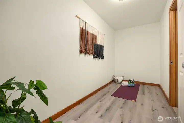 This space offers many options:  work out room, home office, hobby room or more storage space!
