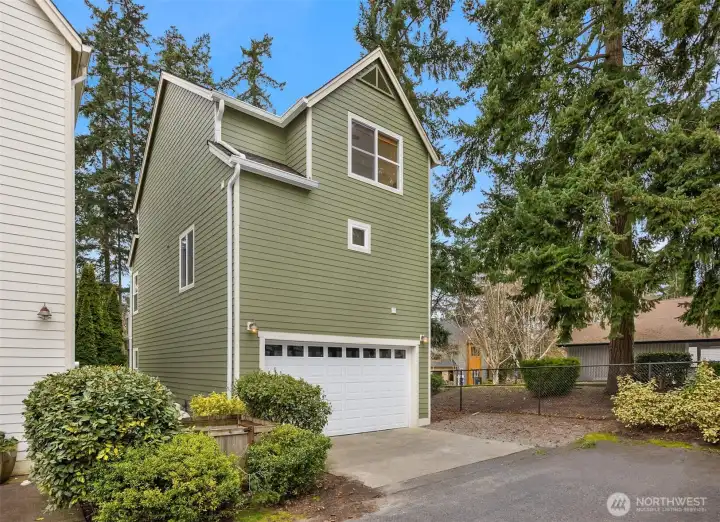 Around the back is the access to the 2-car garage.