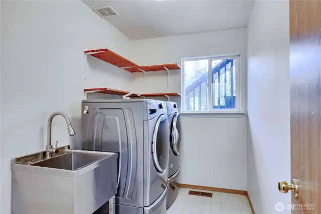 Laundry room w/deep sink. Washer and dryer stay!