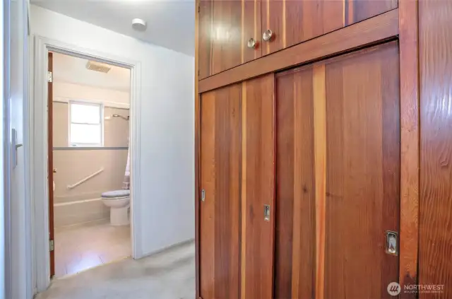 Built-in hallway closet and storage offer the perfect blend of convenience and functionality.