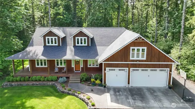 Wood siding complements the natural setting