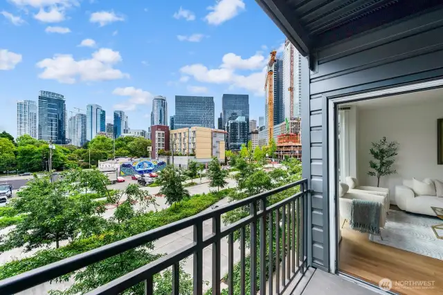 The private covered deck is a great place to enjoy the views.