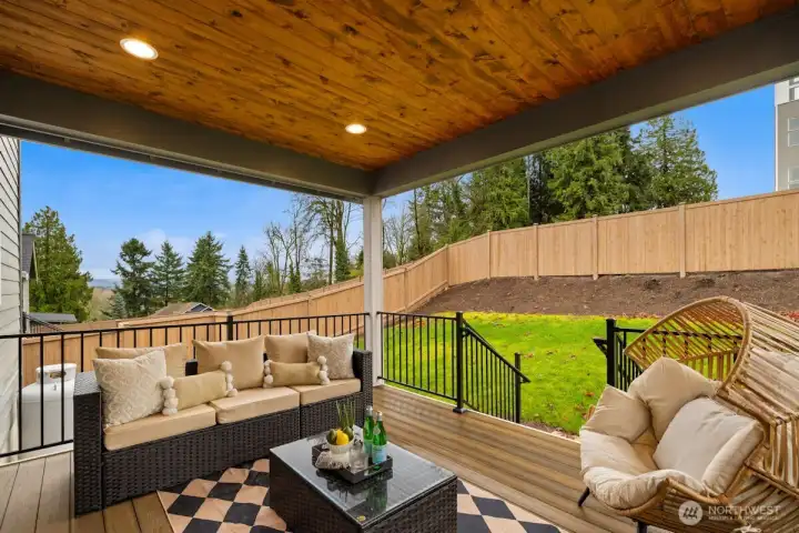 Covered deck on main level off dining.