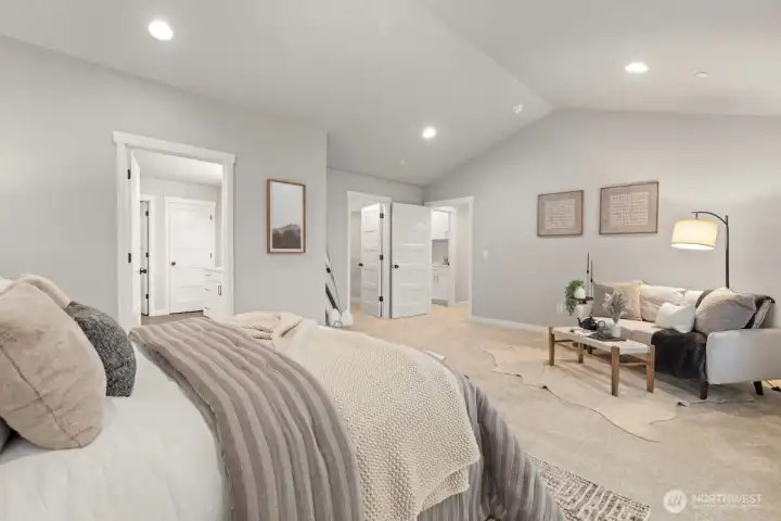 Guest Suite on the upper level with a 5 piece bathroom and generous walk-in closet.