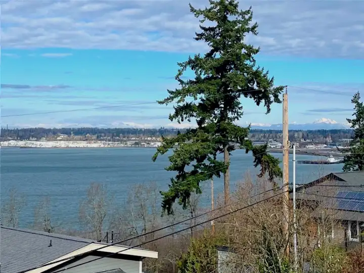 View looking North toward marina and Canadian mountains