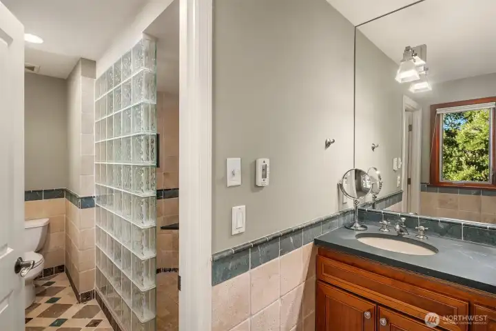 Primary bathroom with shower.