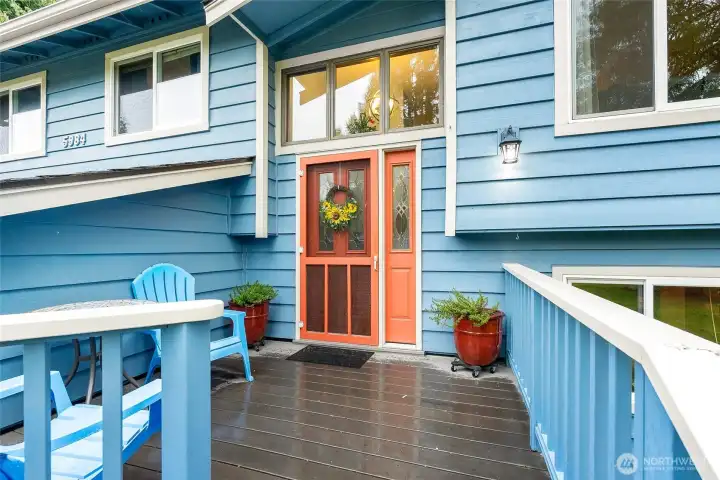 Bright and welcoming front porch.