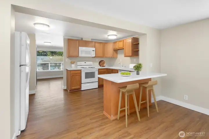 Functional kitchen with great flow into the main living space