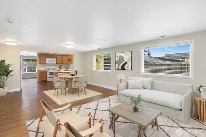 Bright main living area with open layout and comfortable everyday living space