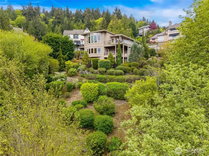 Looking back toward the home, one sees how well designed and engineered the landscape is to maximize the view.
