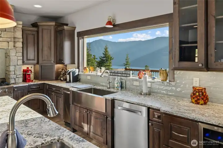 Doing the dishes in this home would be an actual delight with a view like this.