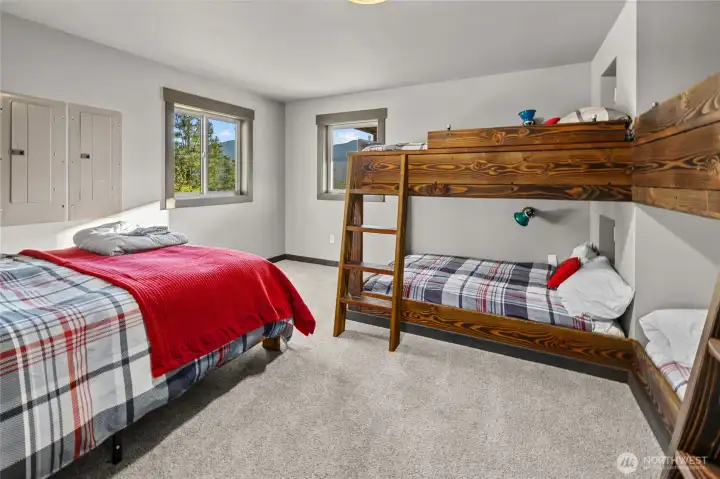 Basement bedroom that sleeps 10 comfortably.