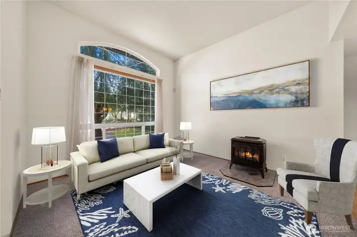 living area virtually staged