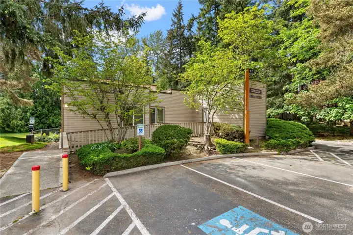 The Club house has extra parking areas. The Club house has extra parking areas.