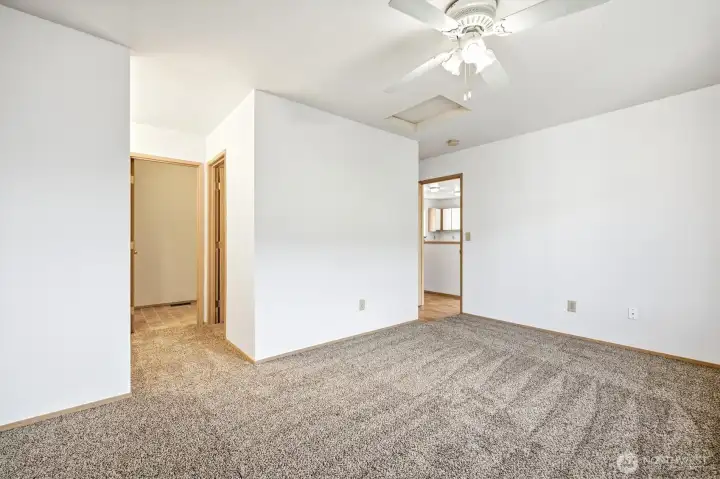 Primary bedroom, main floor. Primary bedroom, main floor.
