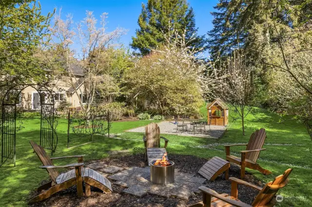 Yet another private and separate outdoor space this stunning backyard has to offer.
