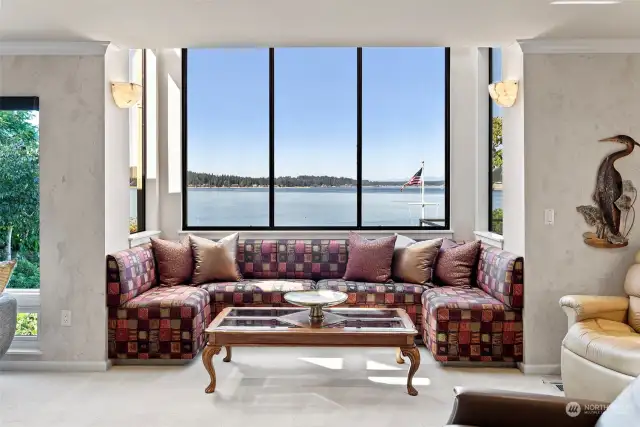 Built in couch with views overlooking the Sound