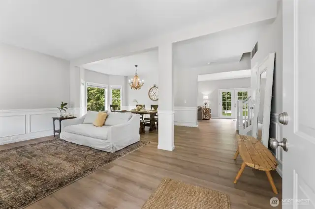 Enters into Formal Living Room