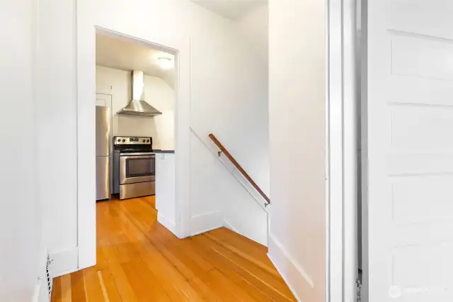 Also refinished fir floors in this unit. This floor had a complete and permitted renovation in 2014 including a brand new kitchen and bath, all new electric, plumbing and windows.