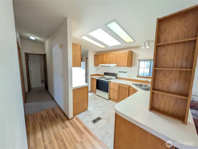 Skylight in kitchen really amplifies natural light.