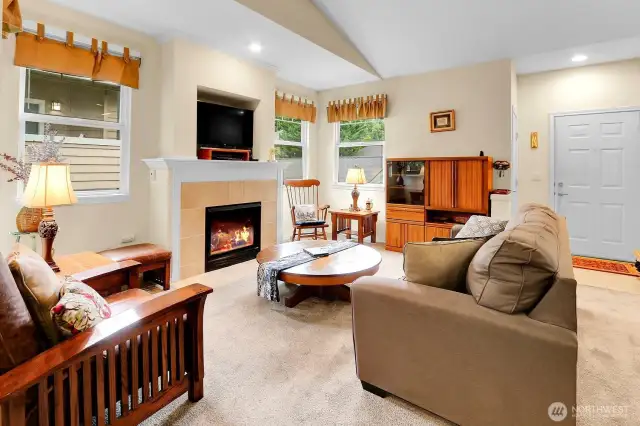 Open concept with vaulted ceilings.