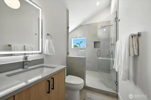 Luxurious primary Bath with Wet Room Tub and Shower
