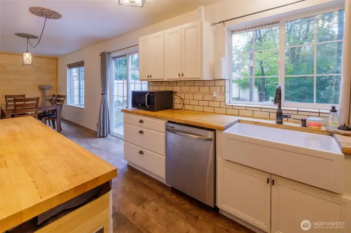 Kitchen with large window
