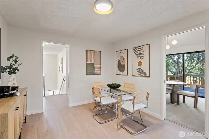 You will be impressed with this spacious eat-in kitchen with lovely Luxury Vinyl Plank flooring.