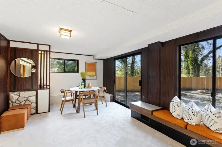 Perfect spot for a game table just inside the sliding glass doors.