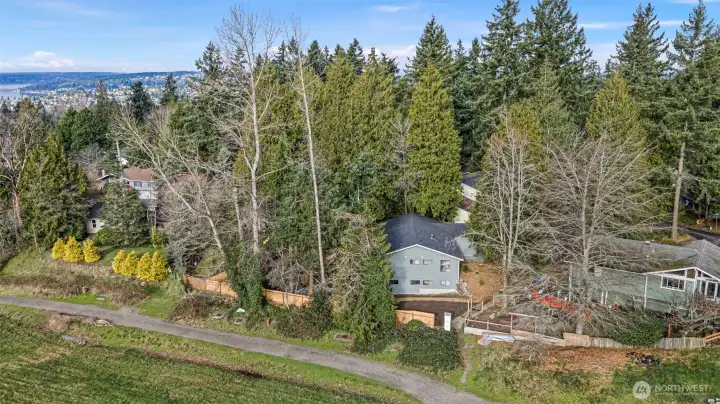 View of home bordering park looking north.
