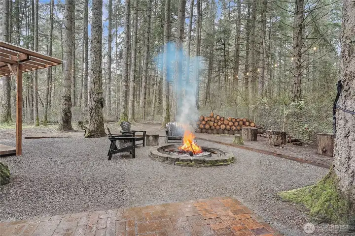 View of your firepit from your additional shed/guest bedroom.