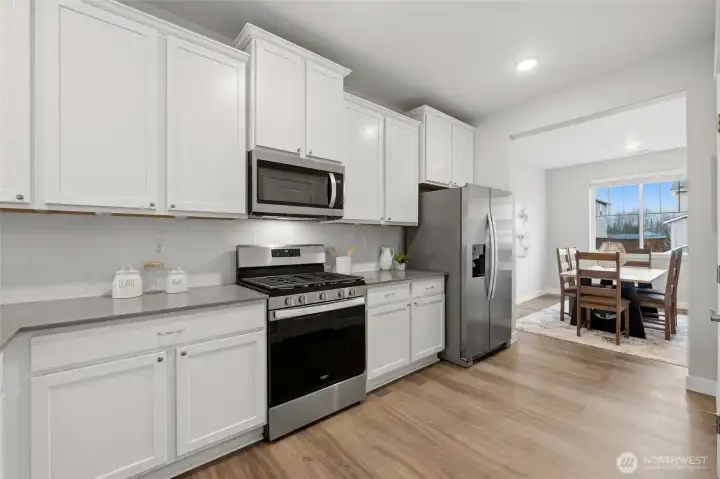 Bright, new, open kitchen.