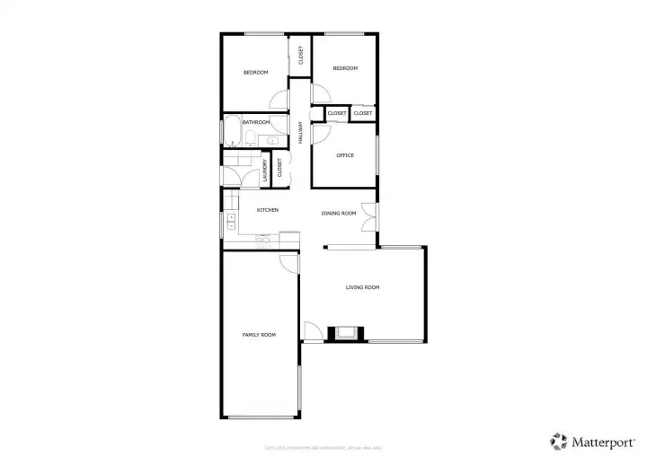 3 full bedrooms - the one labeled office is actually a bedroom with closet.