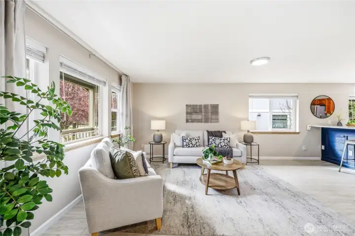 The light filled living room.